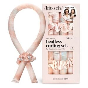 Kitsch Satin Curling Set in Pink and Cream